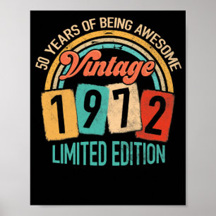 50 Years Old Of Be Awesome In 1972 50th Birthday Poster