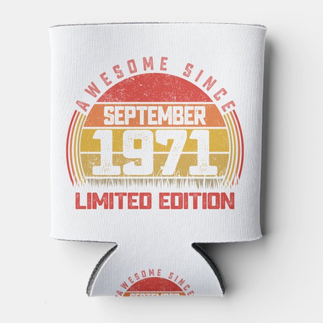 50 Years Old September 1971 Retro Awesome 50th Can Cooler (Front)