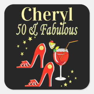 50 YEARS OLD STYLE QUEEN SQUARE STICKER