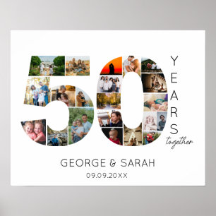 50 Years Photo Collage golden Wedding Anniversary Poster