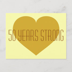 50 Years Strong solid gold heart Postcard