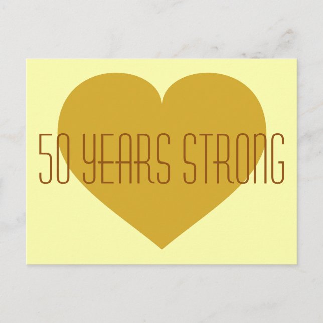 50 Years Strong solid gold heart Postcard (Front)