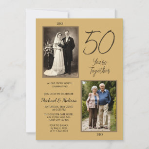 50 Years Together Gold Photo 50th Anniversary Invitation