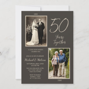 50 Years Together Warm Charcoal Photo Anniversary Invitation