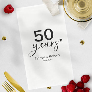 50 Years Wedding Anniversary Black And White Napkin