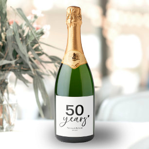 50 Years Wedding Anniversary Black And White  Sparkling Wine Label