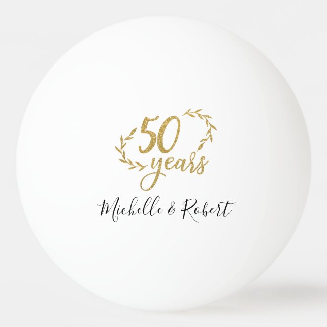 50 years wedding anniversary gift gold glitter ping pong ball (Front)