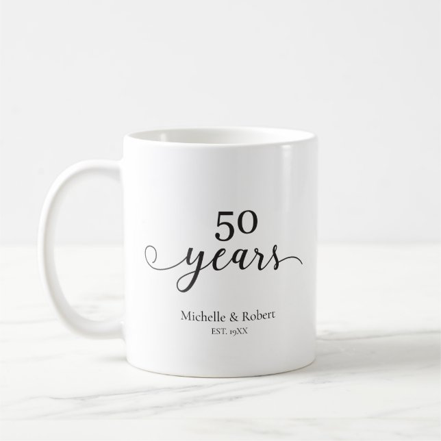 50 years wedding anniversary Minimal Elegant Coffee Mug (Left)