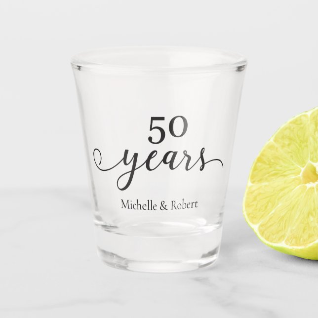 50 years wedding anniversary Minimal Elegant Shot Glass (Front)