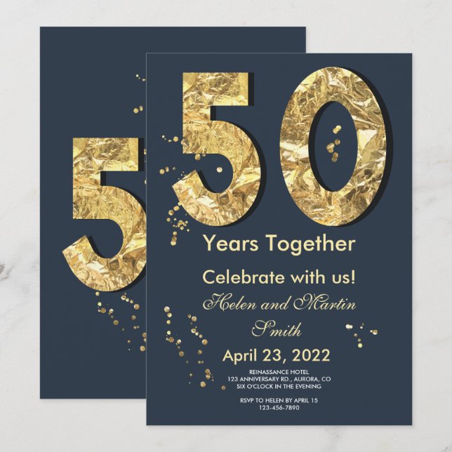 50 Years Wedding Anniversary Party Invitation (Front/Back)