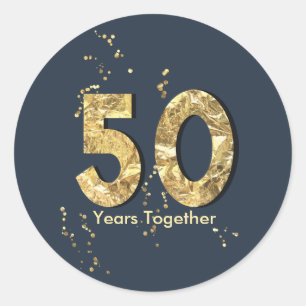50 Years Wedding Anniversary Party Typography Classic Round Sticker