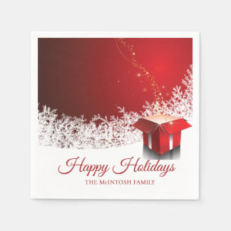 50pcs Red White Christmas | Gift box surprise Napkin