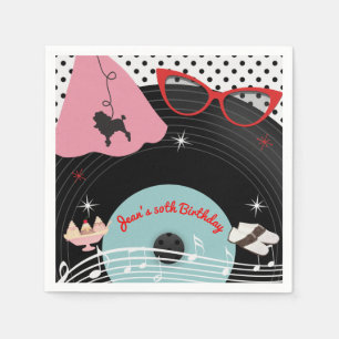 50's 1950's Record Theme Birthday Party Custom Napkin