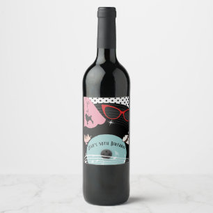 50's 1950's Record Theme Birthday Party Wine Label