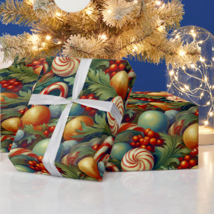 50s 60s Vintage Christmas wrapping paper H1003