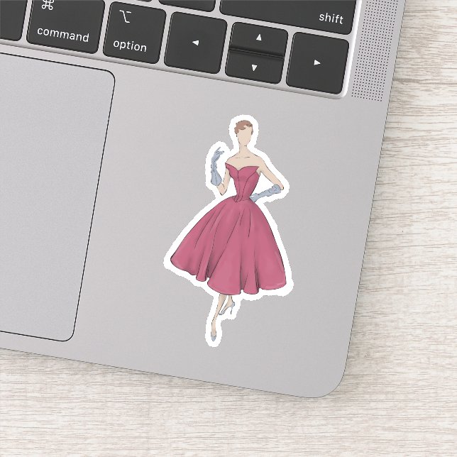 50s and 60s fashion illustration dress sticker (Detail)