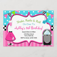 50's Birthday Invitation Sock Hop Juke Box Invite