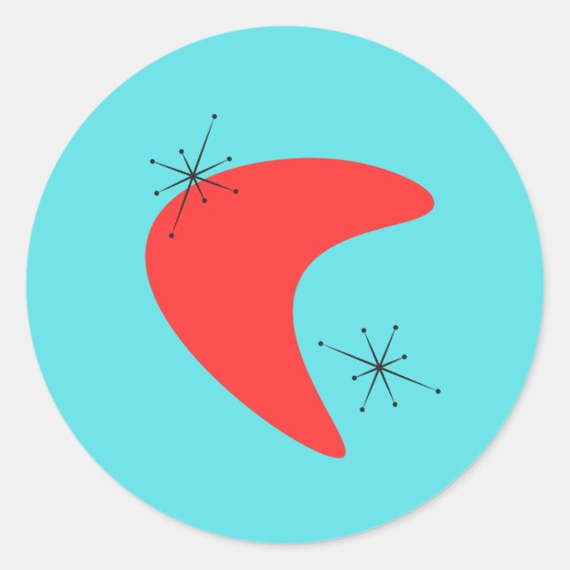 50s Boomerang Midcentury Modern Classic Round Sticker (Front)