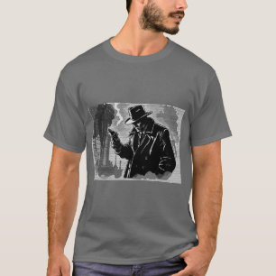 50s BW Graphic Comic Style Gritty Urban Detective T-Shirt