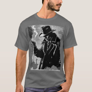 50s BW Graphic Comic Style Gritty Urban Detective T-Shirt