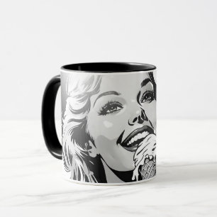 50s BW Graphic Comic Style Ice Cream Blonde Mug