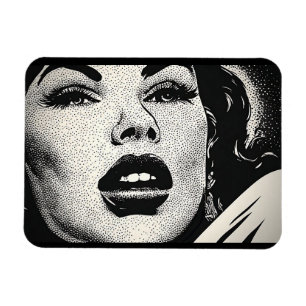 50s BW Graphic Comic Vintage Style Retro Dots Magnet