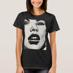 50s BW Graphic Comic Vintage Style Retro Dots T-Shirt