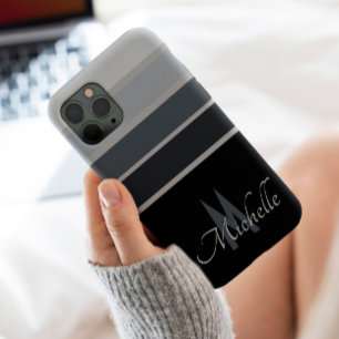 50s classic monochrome Stripe simple monogrammed iPhone 13 Pro Max Case