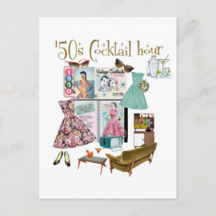 '50s Cocktail hour Postcard