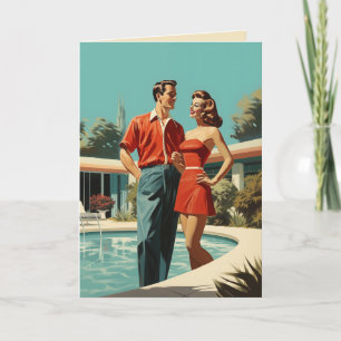 50s Couple By The Pool Invitation