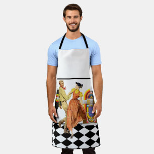 50's Diner Juke Box Records Couple Dancing  Apron