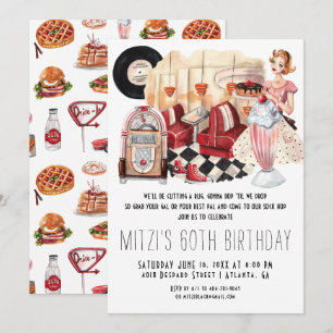 50's Diner Sock Hop Birthday Party Invitation