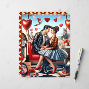50s Diner Valentine Scrapbook Paper
