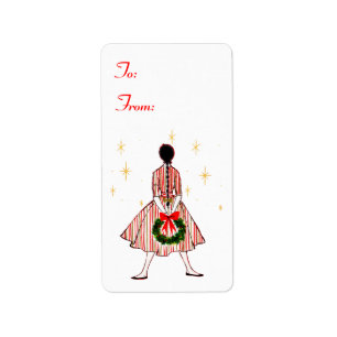 50s Girl Christmas Gift Tag Stickers
