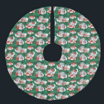 50's Green Vintage Christmas Pattern with Kittens Faux Linen Tree Skirt<br><div class="desc">A Cute Green Vintage 50's Holiday Christmas Pattern with white fluffy kittens</div>