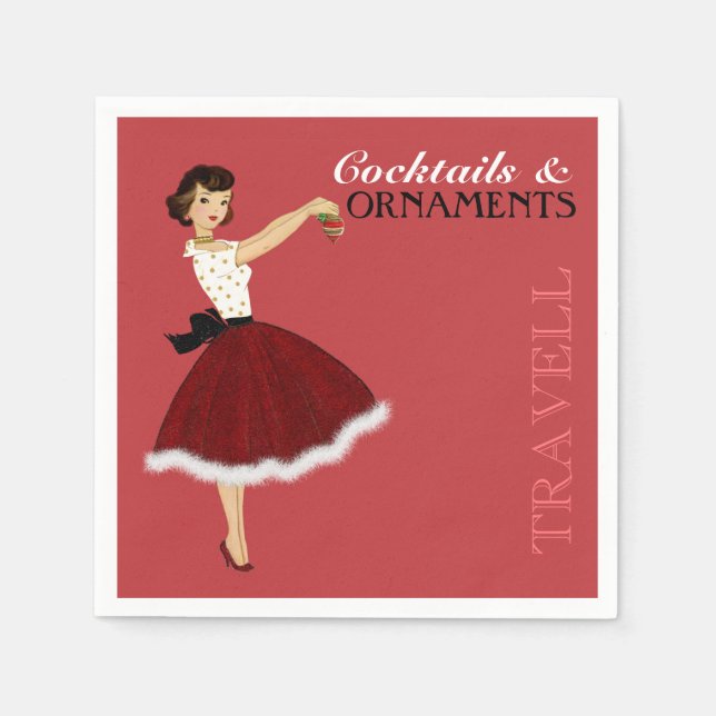 50's Housewife Christmas Holiday Glitter Skirt Fur Napkin (Front)