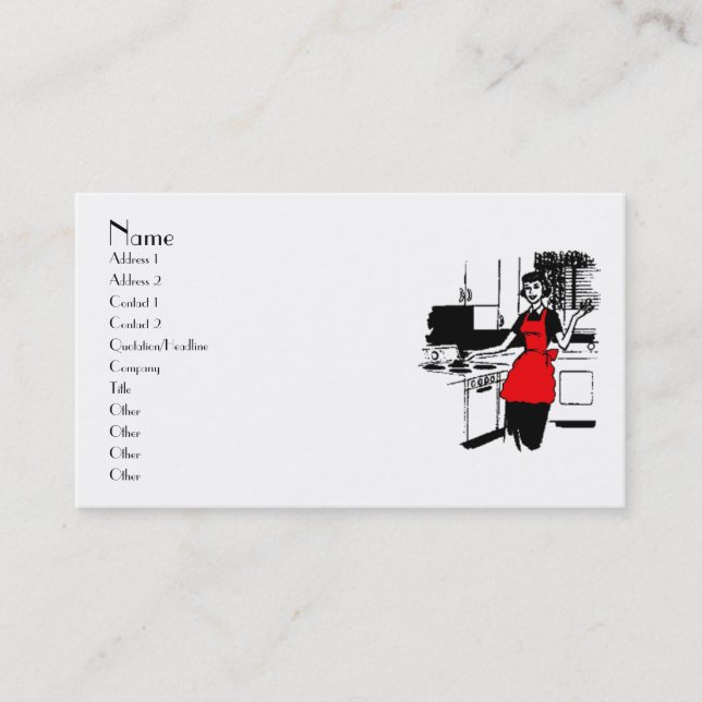 50's Housewife with Red Apron Business Card (Front)