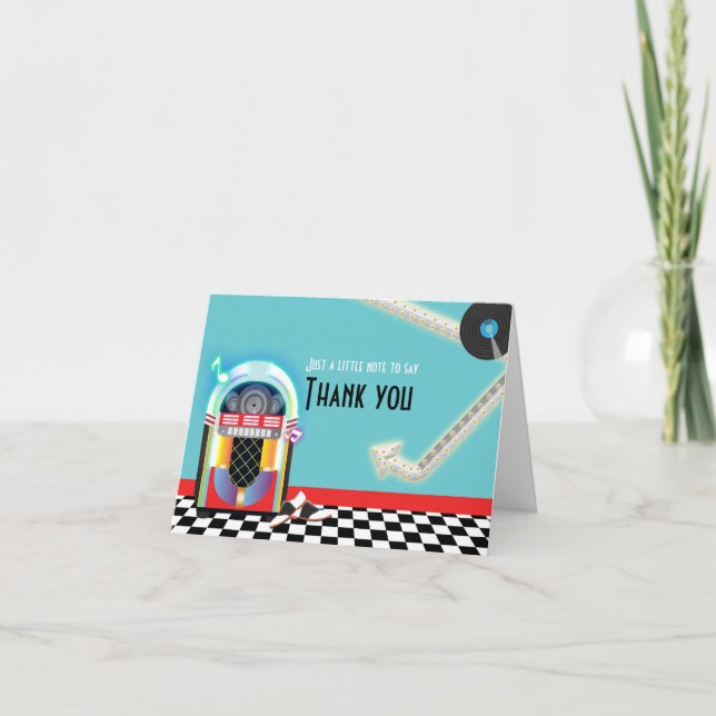 50's Jukebox Dance Party Sock Hop Thank You Card (Front)