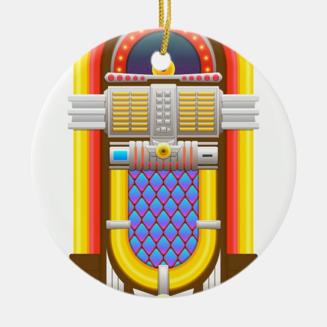 50s old fashioned jukebox ceramic tree decoration (Front)