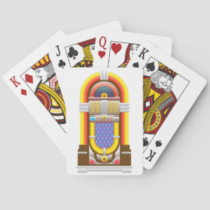 50s old fashioned jukebox playing cards