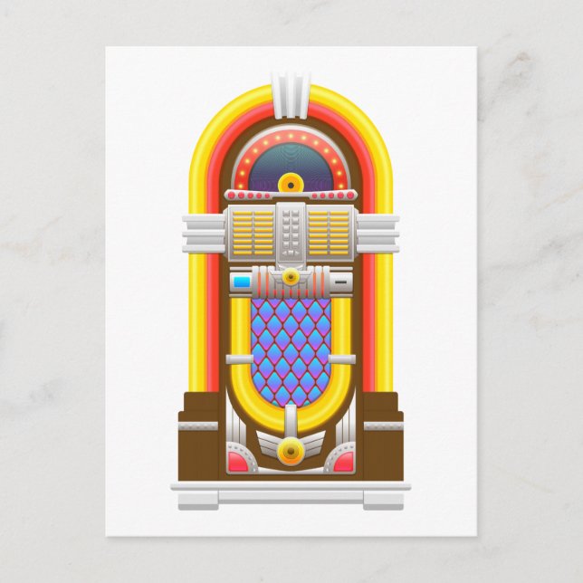 50s old fashioned jukebox postcard (Front)