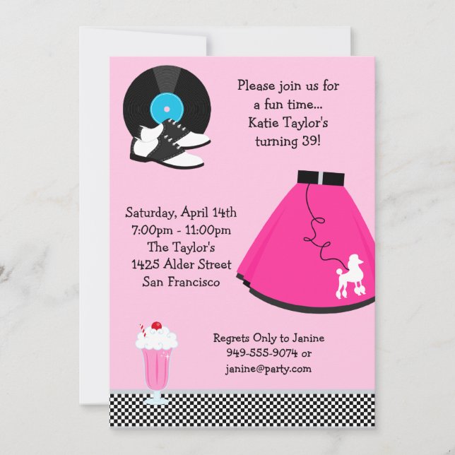 50's Party Invitation (Front)