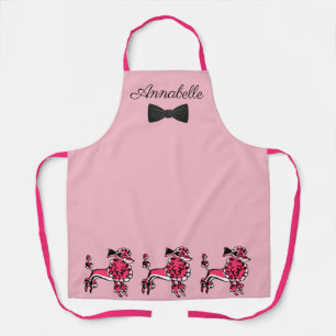 50's Pink Poodles Personalise Apron