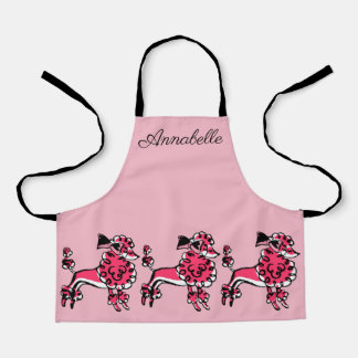 50's Pink Poodles Personalise Apron