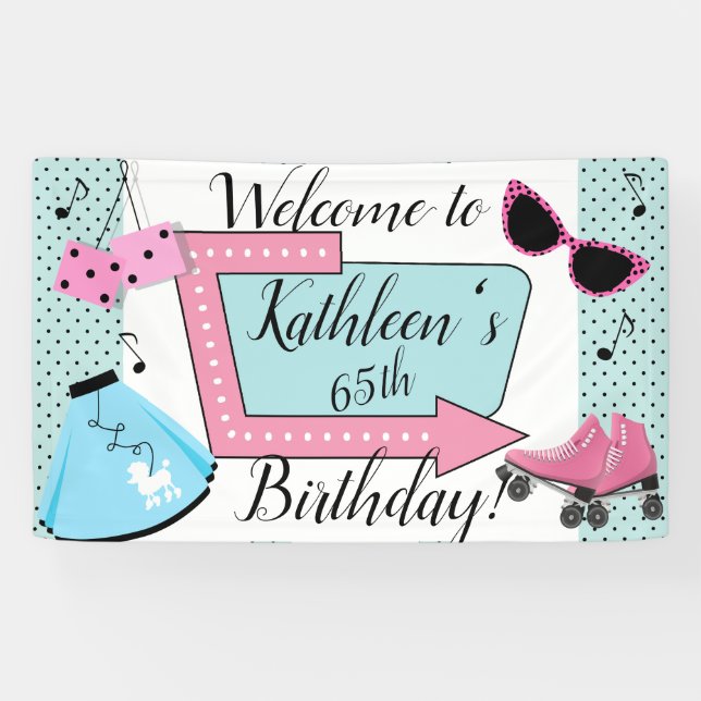 50's Retro Birthday  Banner (Horizontal)