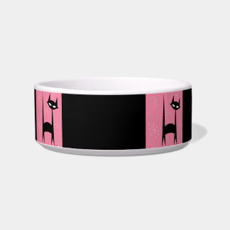 50's Retro Black Cat Pop Art Medium Pet Bowl