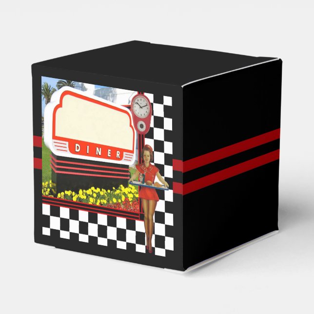 50s Retro Diner Blank Sign Favour Box (Back Side)