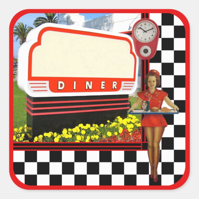 50s Retro Diner Blank Sign Sticker (Front)