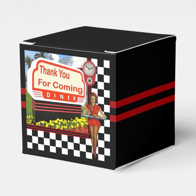 50s Retro Diner Thank You Favour Box (Front Side)
