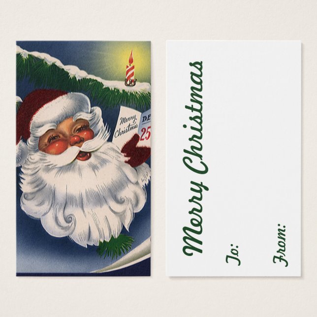 50s Retro Jolly Santa Claus, Vintage Christmas (Front & Back)